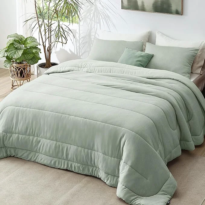 Consistent Bedsure King Comforter Set – Cooling and Warm Bed Set Sage Green Reversible Bedding for All Season 3 Pieces 1 King Size Comforter 102 quot x90 quot and 2 Pillow Cases 20 quot x36 quot High-End