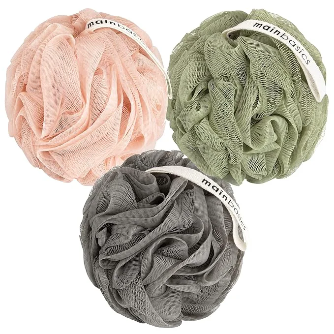 Premium Material MainBasics Bath Shower Loofah Sponge Pouf Body Scrubber Exfoliator Body Wash Smart