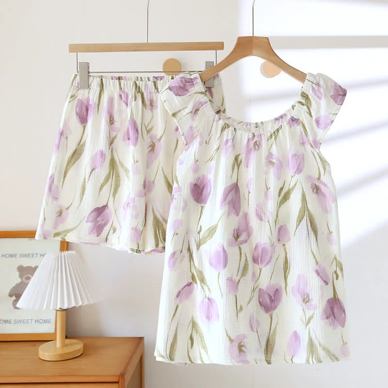 First-Class Ownkoti Rural Tulip Breathable Cotton Gauze Pajama Set Artisan