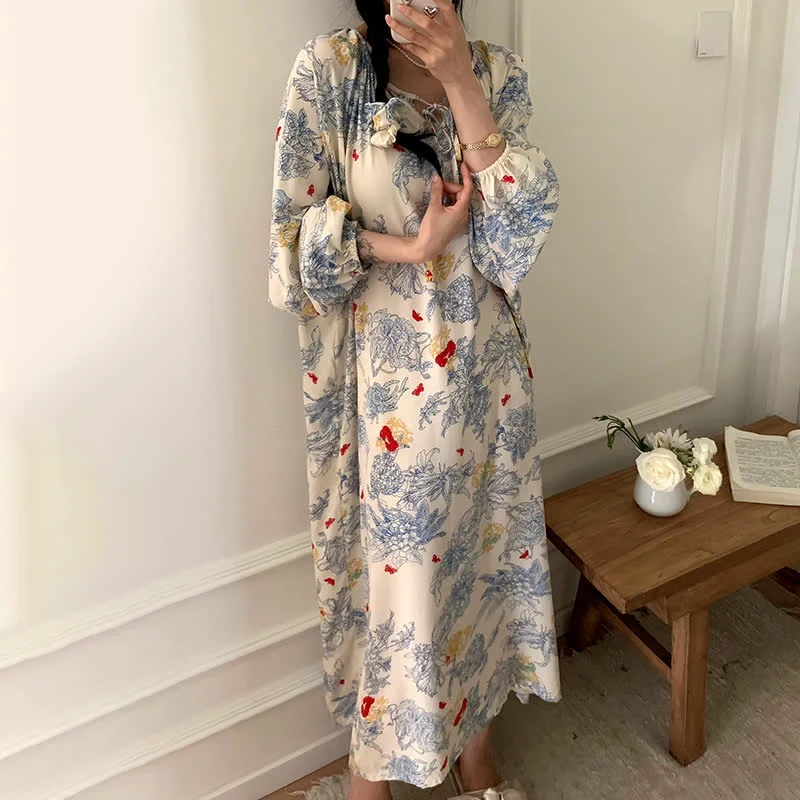 Sustainable Ownkoti Pastoral Loose Satin Casual Nightdress Proven