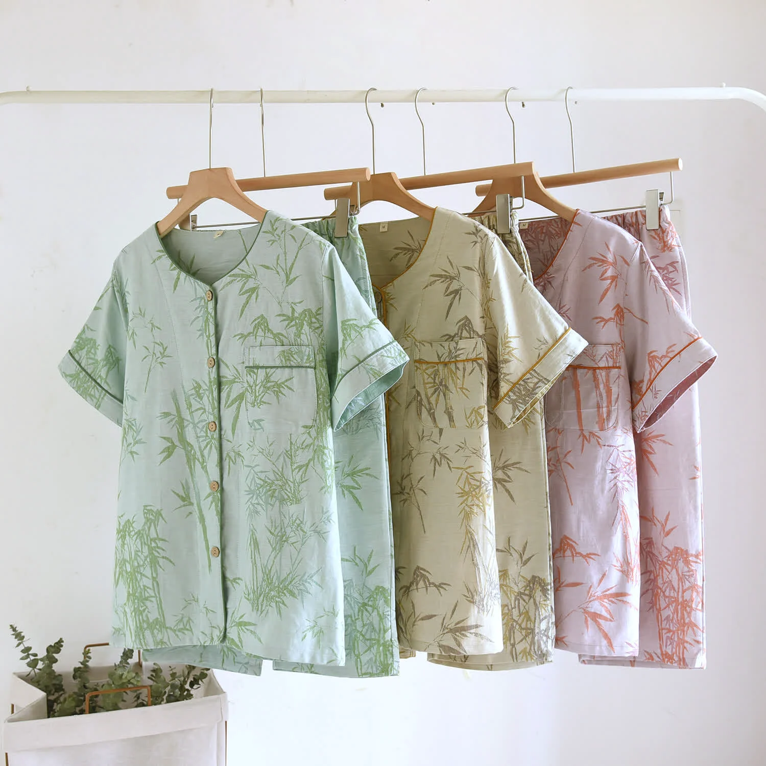 High-Quality Ownkoti Rural Bamboo Cardigan Pure Cotton Pajama Set Stylish