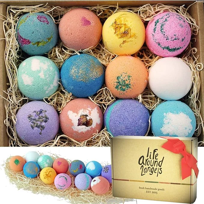 Original LifeAround2Angels Bath Bombs Gift Set 12 USA made Fizzies Shea Coco Butter Eco-Friendly