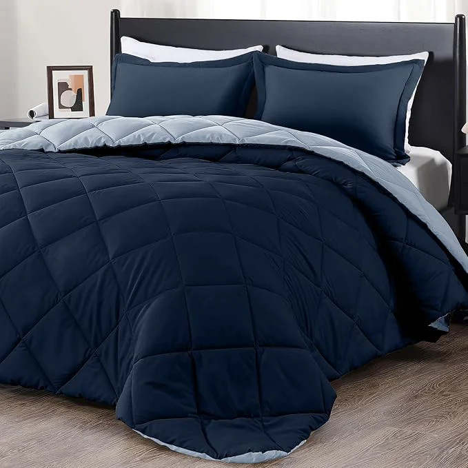 Solid downluxe King Size Comforter Set – Blue and Sapphire King Comforter Soft Bedding Sets for All Seasons -3 Pieces – 1 Comforter 104 quot x92 quot and 2 Pillow Shams 20 quot x36 quot Smart