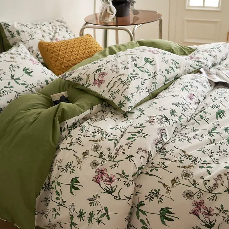 Classic Ownkoti Floral Branches Cotton Bedding Set 4PCS Solid