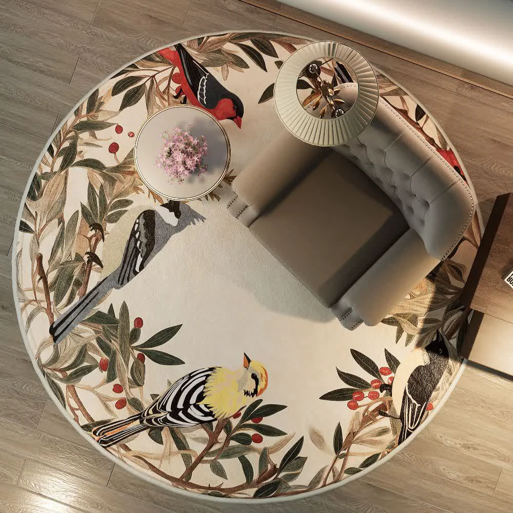 Superior Ownkoti Round-shaped Rural Anti-slip Indoor Outdoor Rug Modern