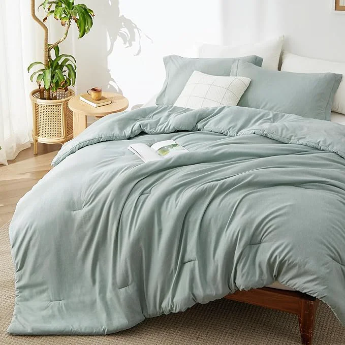Contemporary Bedsure King Size Comforter Set – Mint Green Soft Bedding for All Seasons Cationic Dyed Bed Set 3 Pieces 1 King Size Comforter 104 quot x90 quot and 2 Pillow Shams 20 quot x36 quot 2 quot Powerful