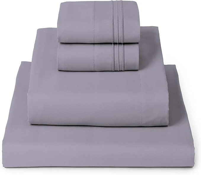 Fine Mellanni King Sheets Set – 4 PC Iconic Collection Bedding – Hotel Luxury Extra Soft Cooling Bed Sheets – Wrinkle Fade Stain Resistant King Hazy Lilac Original