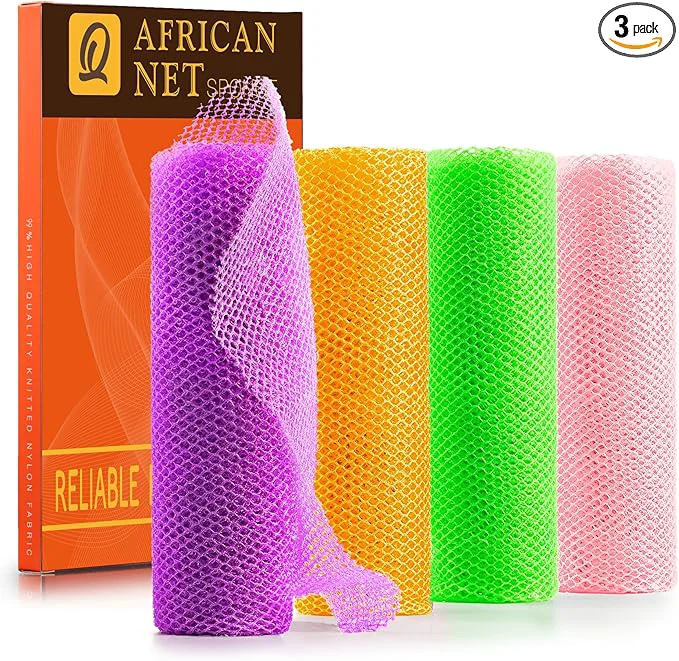 Classic UJFQBH 4 Pieces African Net Sponge African Net Long Net Bath Sponge Exfoliating High-Performance