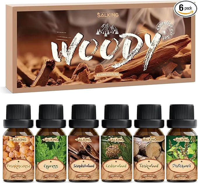 Stylish SALKING Woody Essential Oils Gift Set Natural and Pure Aromatherapy Fragrance Healthy
