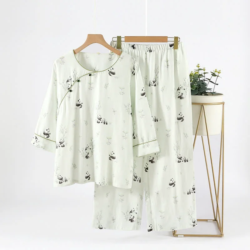 Trendy Ownkoti Bamboo Fiber Rural Panda Pajama Set Genuine