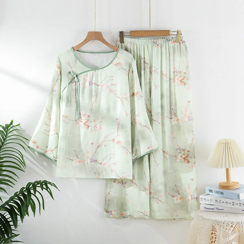 Clean Ownkoti Plum Blossom Bamboo Fiber Pajama Set Minimalist