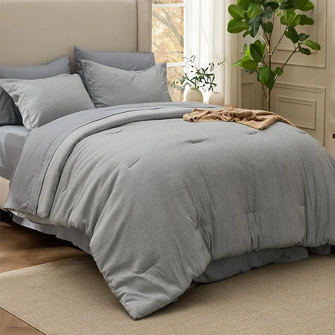 Carefully Designed Bedsure Queen Comforter Set Dark Grey – Bed in a Bag Queen Size Bedding 7 Pieces Cationic Dyed Bed Set Dark Grey Soft Bedding for All Seasons Comforter with Sheets Pillowcases amp Shams Natural