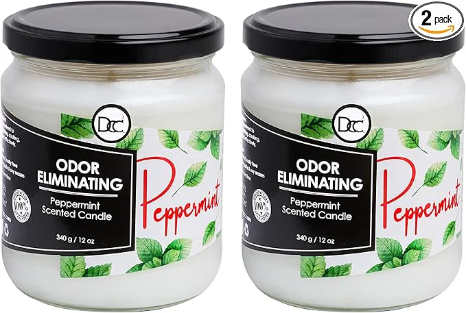 Detailed Peppermint Two Pack Odor Eliminating Highly Fragranced Candle Top-Quality