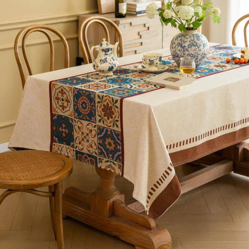 Fine Crafted Ownkoti Moroccan Style Jacquard Decorative Tablecloth Sophisticated
