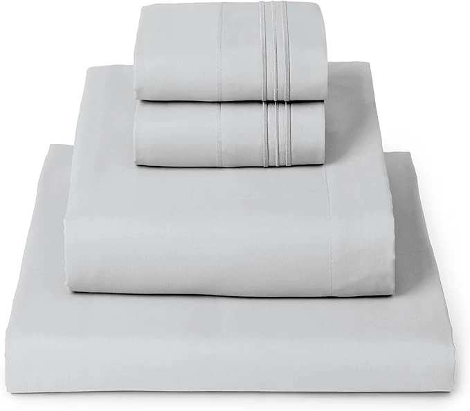 High-End Mellanni Queen Sheets Set – 4 PC Iconic Collection Bedding – Hotel Luxury Extra Soft Cooling Bed Sheets – Wrinkle Fade Stain Resistant Queen Light Gray Practical