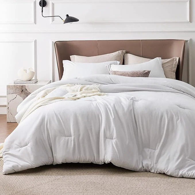Traditional Bedsure Oversized King Comforter Set – Grayish White Soft Bedding for All Seasons Cationic Dyed Bed Set 3 Pieces 1 Oversized King Size Comforter 120 quot x98 quot and 2 Pillow Shams 20 quot x36 quot 2 quot Responsible