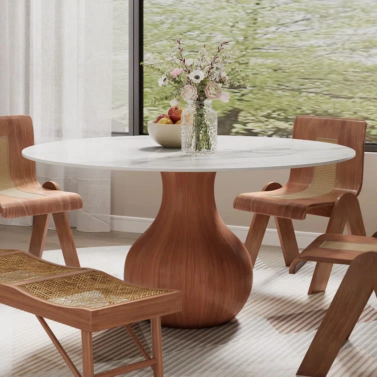 Quality Ownkoti Farmhouse Round Dining Table With Vase-shaped Pedestal For 4-8 Fashionable