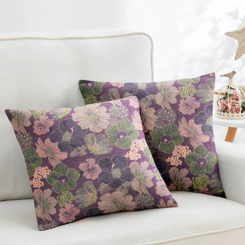 Exclusive Ownkoti Peach Blossom Cotton Jacquard Square Pillowcases 2PCS Lightweight