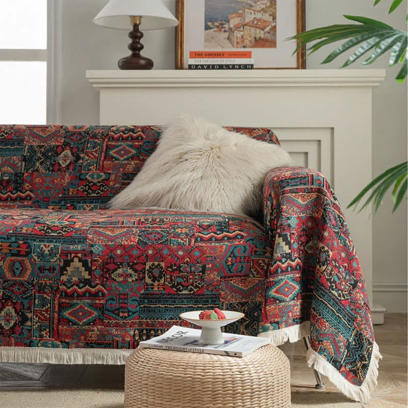 Eco-Friendly Ownkoti Jacquard Ethnic Tassel Wear-resistant Sofa Cover World-Class