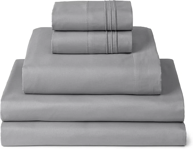 Crafted Mellanni Split King Sheets Set – 5 PC Iconic Collection Bedding – Hotel Luxury Extra Soft Cooling Bed Sheets – Wrinkle Fade Stain Resistant Split King Light Gray Genuine