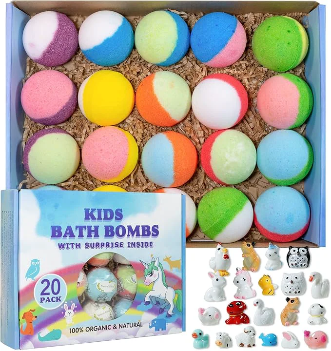 Environmentally Friendly Yekery Bath Bomb Gift Set with Toys Inside 20 Pack Organic Bath Bombs Next-Generation