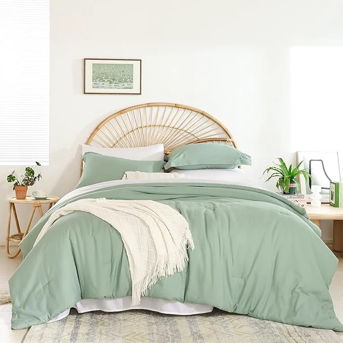 Traditional weigelia King Size Comforter Set Boho Sage Green Comforter Set Bed in a Bag Bedding Set 7 Pieces King Comforter Set with Sheets – Reversible Soft Microfiber Comforter for All Season Outstanding