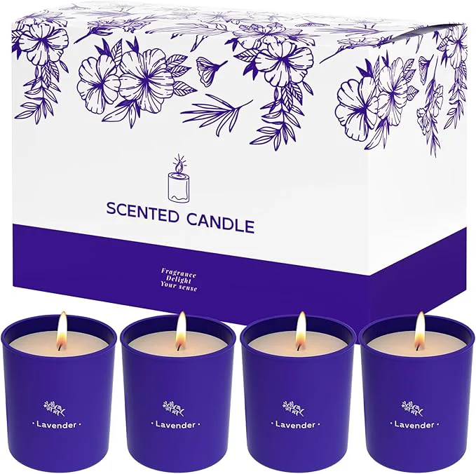 Sophisticated TranquilBliss Lavender Candles for Home Scented 8 oz Scented Candles Present Eco-Friendly
