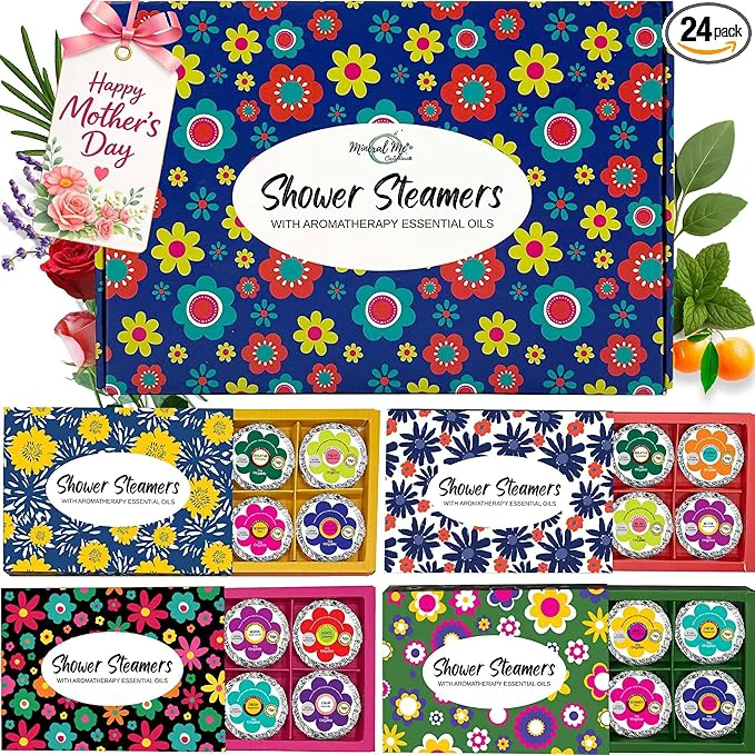 Green Shower Steamers for Women Mothers Day Gift for Mom Bath Bombs for Shower Reusable