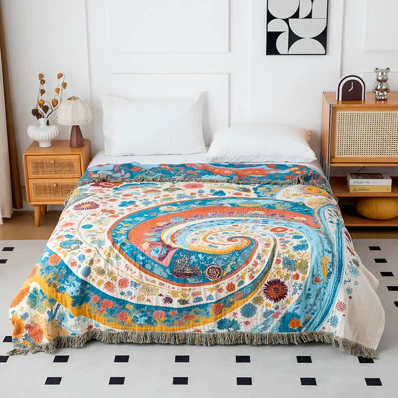 Certified Ownkoti Artistic Wave Floral Cotton Gauze Quilt Sophisticated