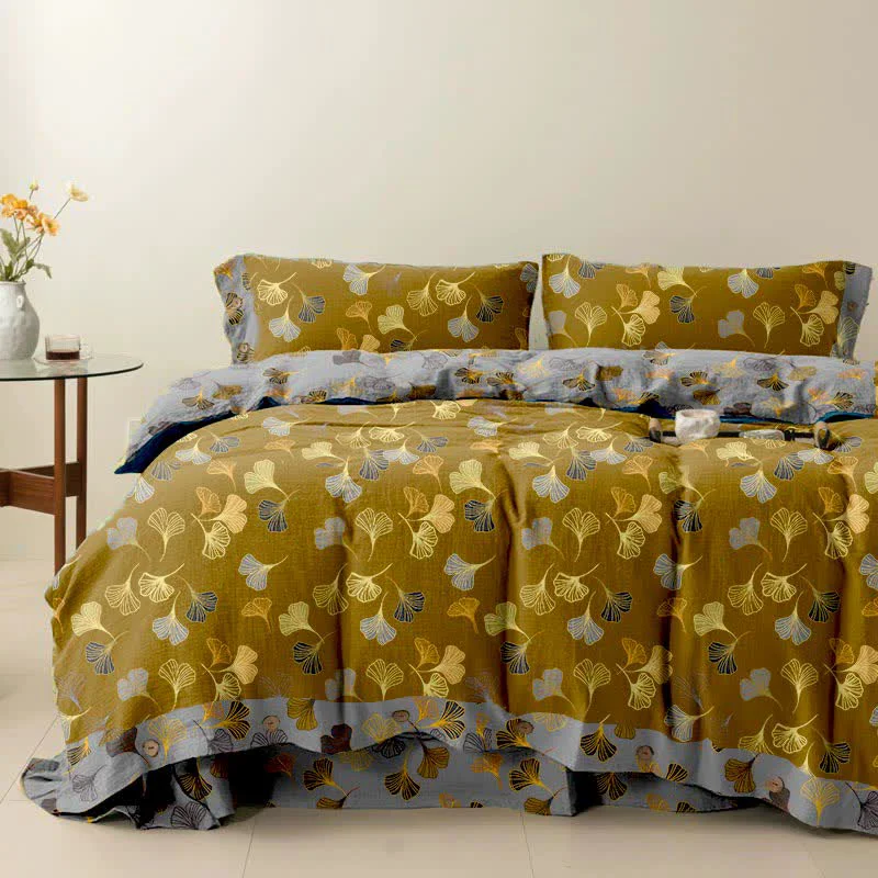 Minimalist Ownkoti Ginkgo Biloba Cotton Bedding Set 4PCS Reliable