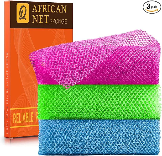 Elite UJFQBH 3 Pieces African Bath Sponge African Net Long Net Bath Sponge Lightweight