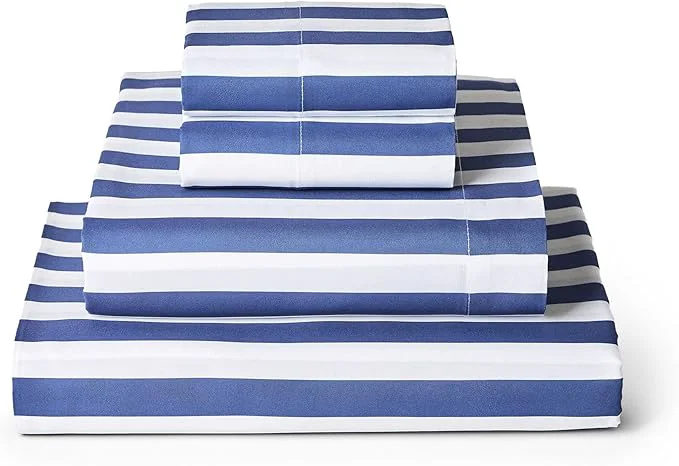 Carefully Designed Mellanni Queen Sheets Set – 4 PC Iconic Collection Bedding – Hotel Luxury Extra Soft Cooling Bed Sheets – Wrinkle Fade Stain Resistant Queen Oxford Stripe Blue Nova Flexible