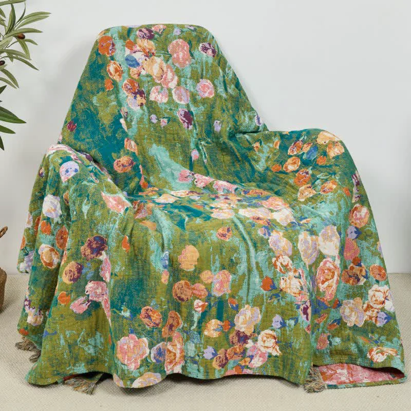 Eco-Friendly Ownkoti Artistic Rose Cotton Gauze Reversible Blanket Contemporary