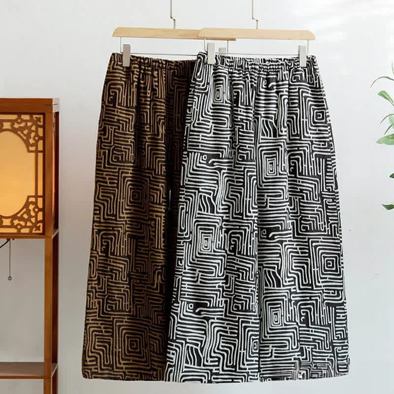 Enhanced Ownkoti Greek Key Print Jacquard Lounge Pants User-Friendly