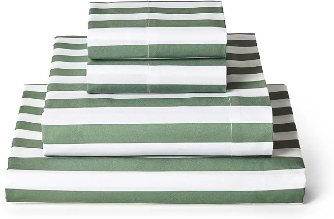 Superior Mellanni California King Sheets Set – 4 PC Iconic Collection Bedding – Hotel Luxury Extra Soft Cooling Bed Sheets – Wrinkle Fade Stain Resistant Cal King Oxford Stripe Sage Comfortable