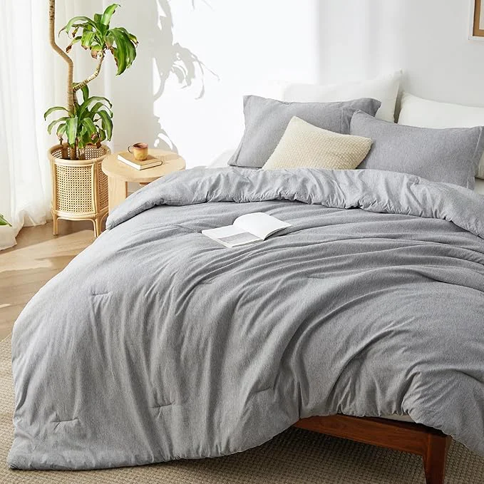 Safe Bedsure Oversized Queen Comforter Set – Grey Soft Bedding for All Seasons Cationic Dyed Bed Set 3 Pieces 1 Oversized Queen Size Comforter 98 quot x98 quot and 2 Pillow Shams 20 quot x26 quot 2 quot Long-Lasting