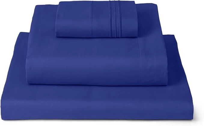 Superior Mellanni Twin Sheets Set – 3 PC Iconic Collection Bedding – Hotel Luxury Extra Soft Cooling Bed Sheets – Wrinkle Fade Stain Resistant Twin Royal Blue Traditional