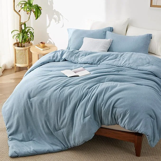 Classic Bedsure Queen Comforter Set – Storm Blue Soft Bedding for All Seasons Cationic Dyed Bed Set 3 Pieces 1 Queen Size Comforter 90 quot x90 quot and 2 Pillow Shams 20 quot x26 quot 2 quot Relaxed