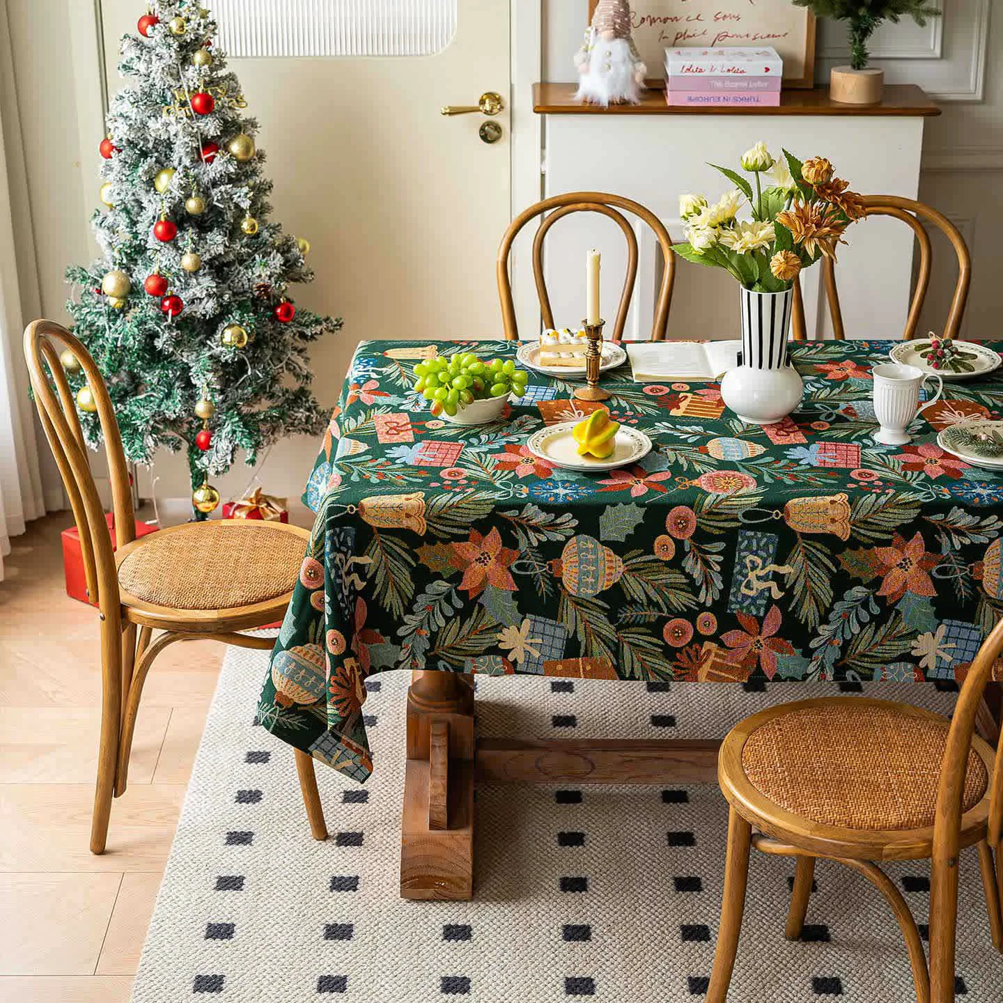Official Ownkoti Plant amp Floral Print Jacquard Tablecloth High-Quality