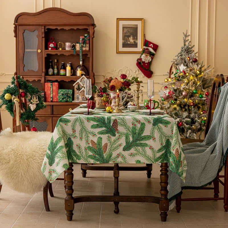 Environmentally Friendly Ownkoti Christmas Pine Cone Print Tablecloth Trusted