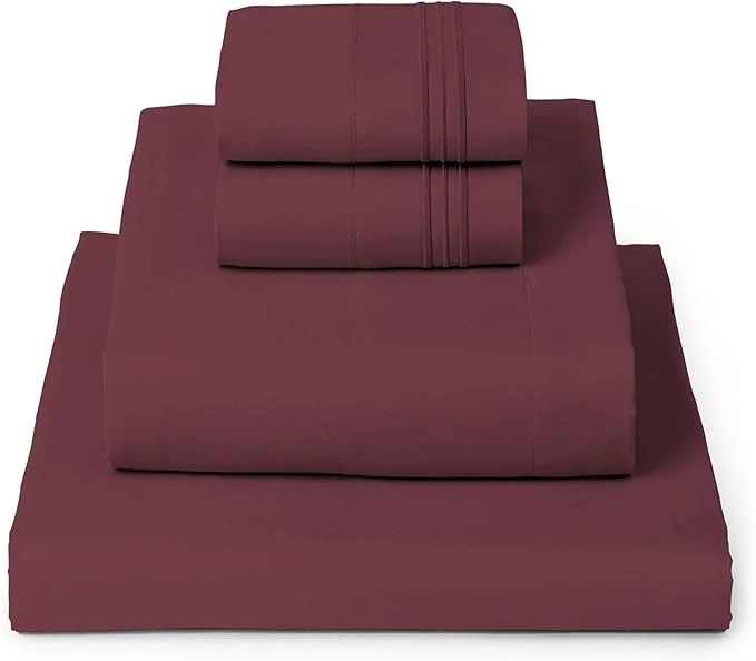 Official Mellanni Queen Sheets Set – 4 PC Iconic Collection Bedding – Hotel Luxury Extra Soft Cooling Bed Sheets – Wrinkle Fade Stain Resistant Queen Burgundy Reliable