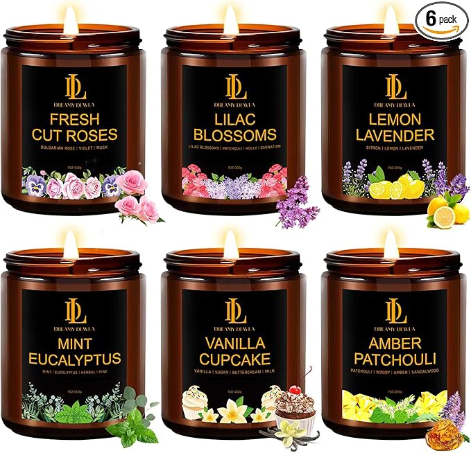 Elite 6 Pack Candles for Home Scented Candles Gifts for Women Men 42oz Soy Candle Healthy