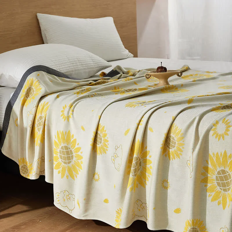 High-Performance Ownkoti Sunflower Rabbit Cooling Sheet Bedspread Contemporary