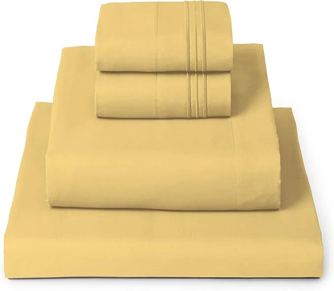Smooth Mellanni California King Sheets Set – 4 PC Iconic Collection Bedding – Hotel Luxury Extra Soft Cooling Bed Sheets – Wrinkle Fade Stain Resistant Cal King Yellow Optimized