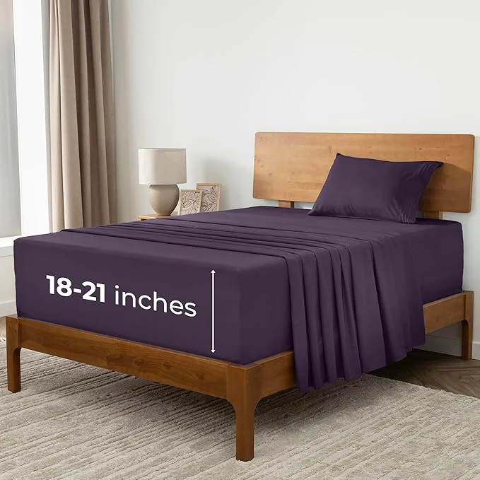 Safe Mellanni Extra Deep Twin XL Sheets – 3 PC Iconic Collection Bedding – Hotel Luxury Ultra Soft Cooling Bed Sheets – Wrinkle Fade Stain Resistant Twin Extra Long Purple Green