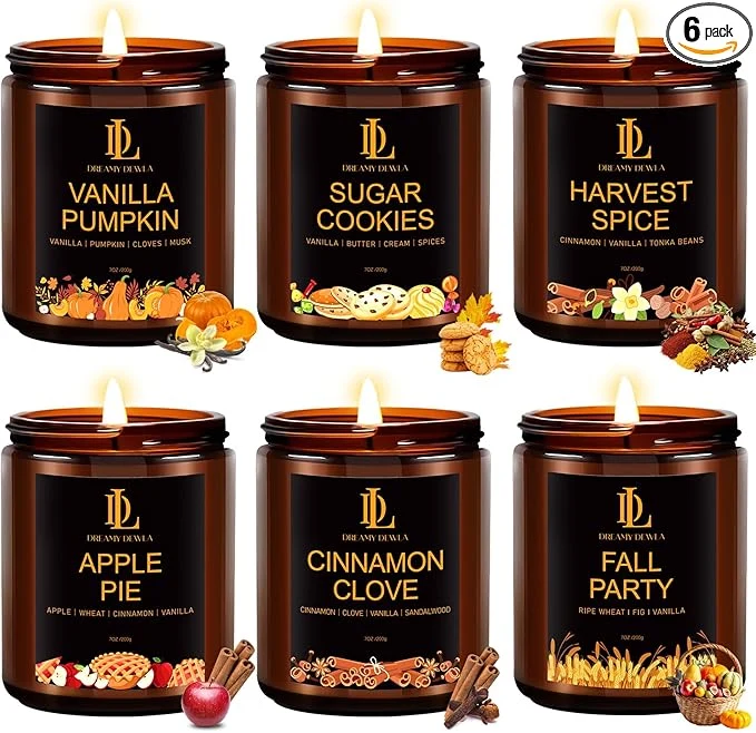Trendy Fall Candles 6 Pack Soy Candle Set Scented Candles Elegant