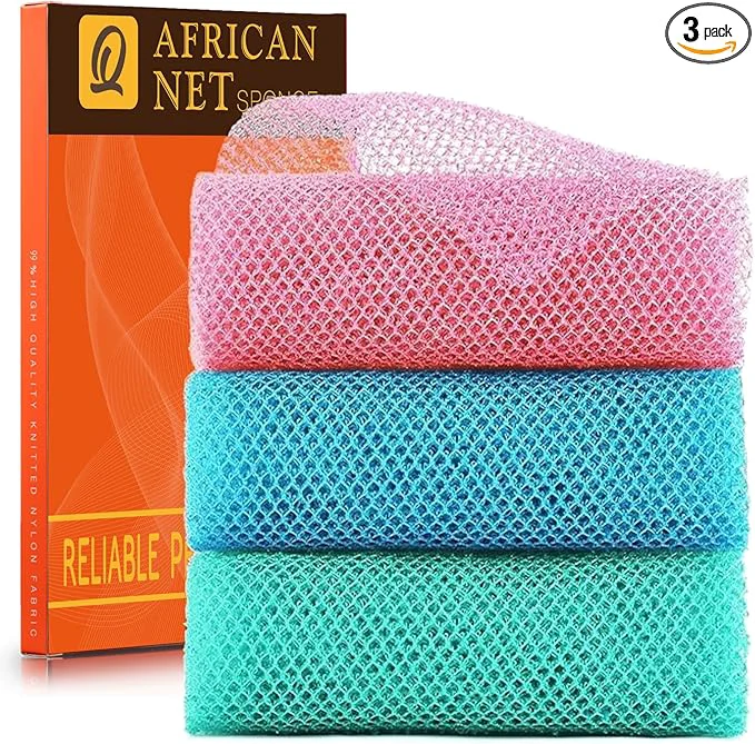 First-Class UJFQBH 3 Pieces African exfoliating net African Net Long Net Bath Sponge Responsible