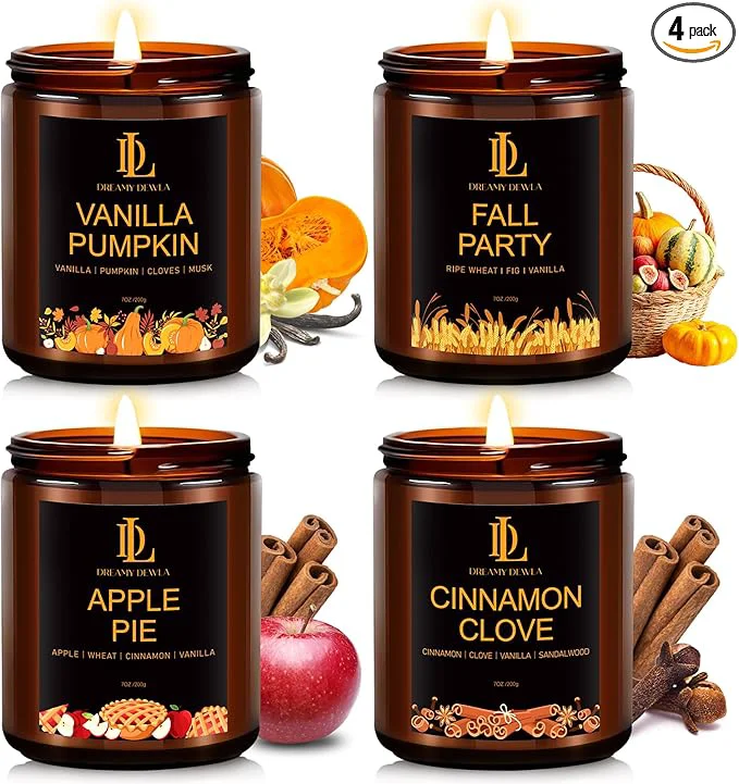 Refined Scented Candles for Home 4 Pack Soy Candle Set Candle Gifts for Women Men Fine