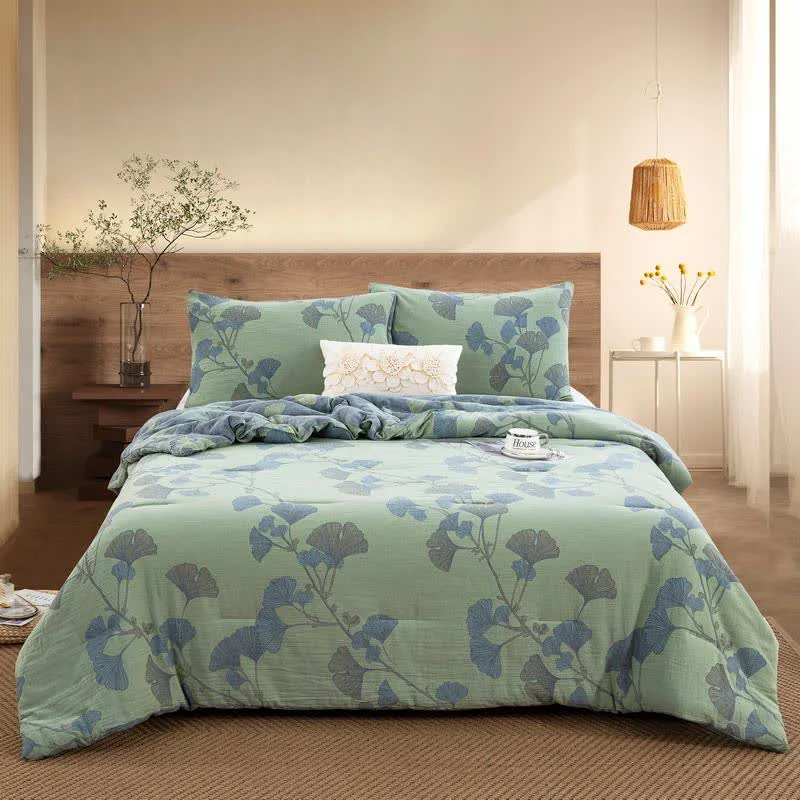 Top-Quality Ownkoti Ginkgo Leaf Cotton Gauze Reversible Bedding Original Design