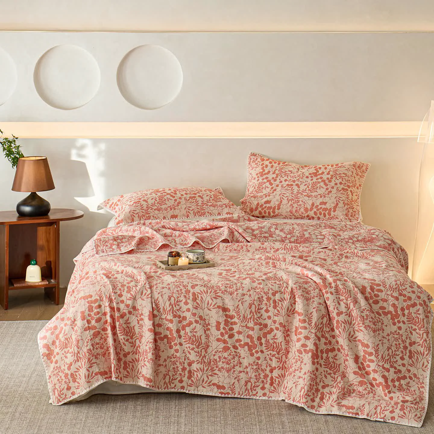 Green Ownkoti Soft Style Floral Cotton Gauze Quilt Fine
